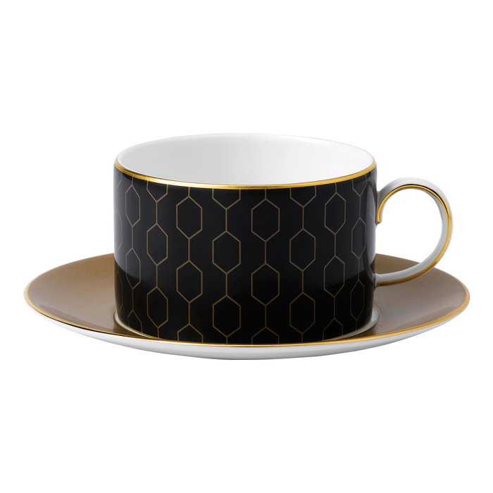 Wedgwood Set 4 Tazas Té Arris-Gio Gold P 180 Ml Negro y Dorado
